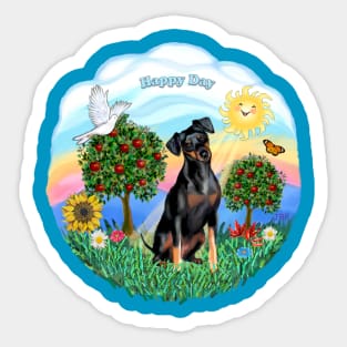 "Happy Day" Miniature Pinscher (Natural ears) in the Country Sticker